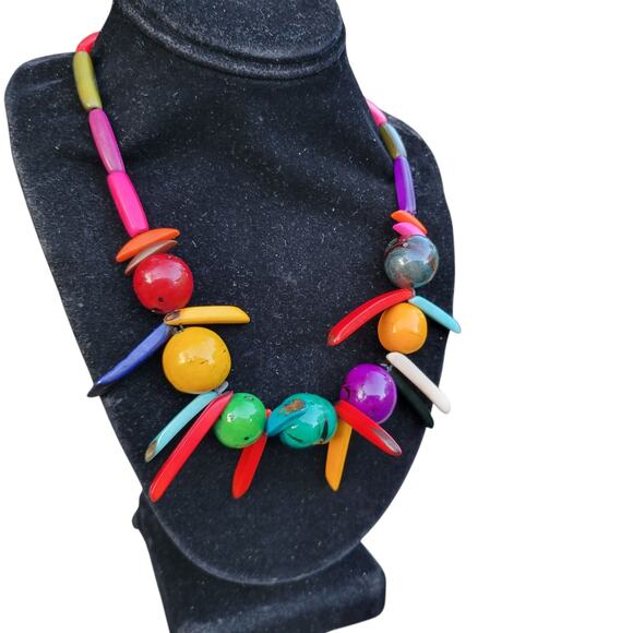 Cotton Candy Dopaminecore Kidcore Tagua Necklace - Picture 4 of 8